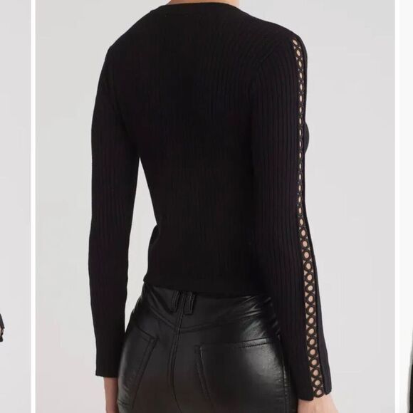 Jason Wu Circle Lace Trim Rib Knit Cardigan S - Picture 2 of 7